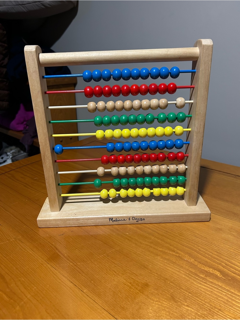Melissa & Doug Wooden Bead Abacus in Blue, Red, Green, Yellow, Natural
